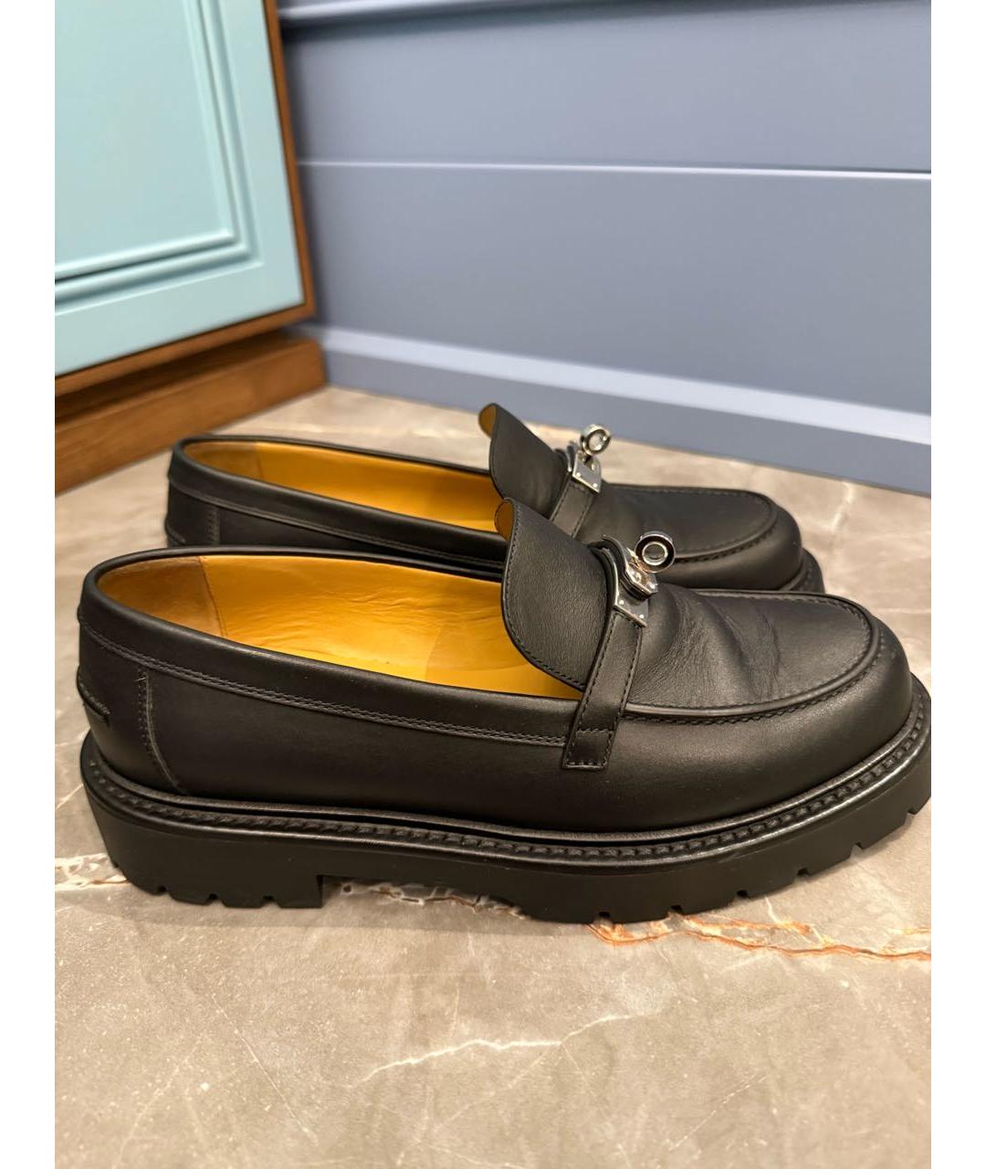 HERMES Черные кожаные лоферы, фото 7