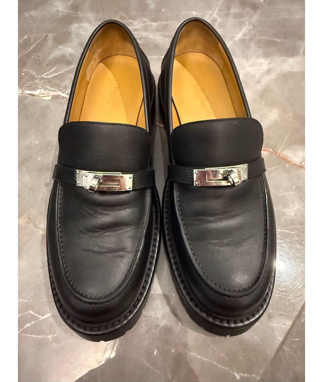 HERMES Черные кожаные лоферы, фото 5