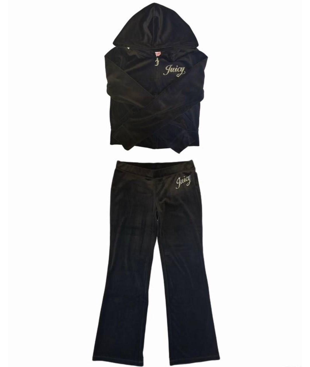 JUICY COUTURE Черный велюровый костюм с брюками, фото 2