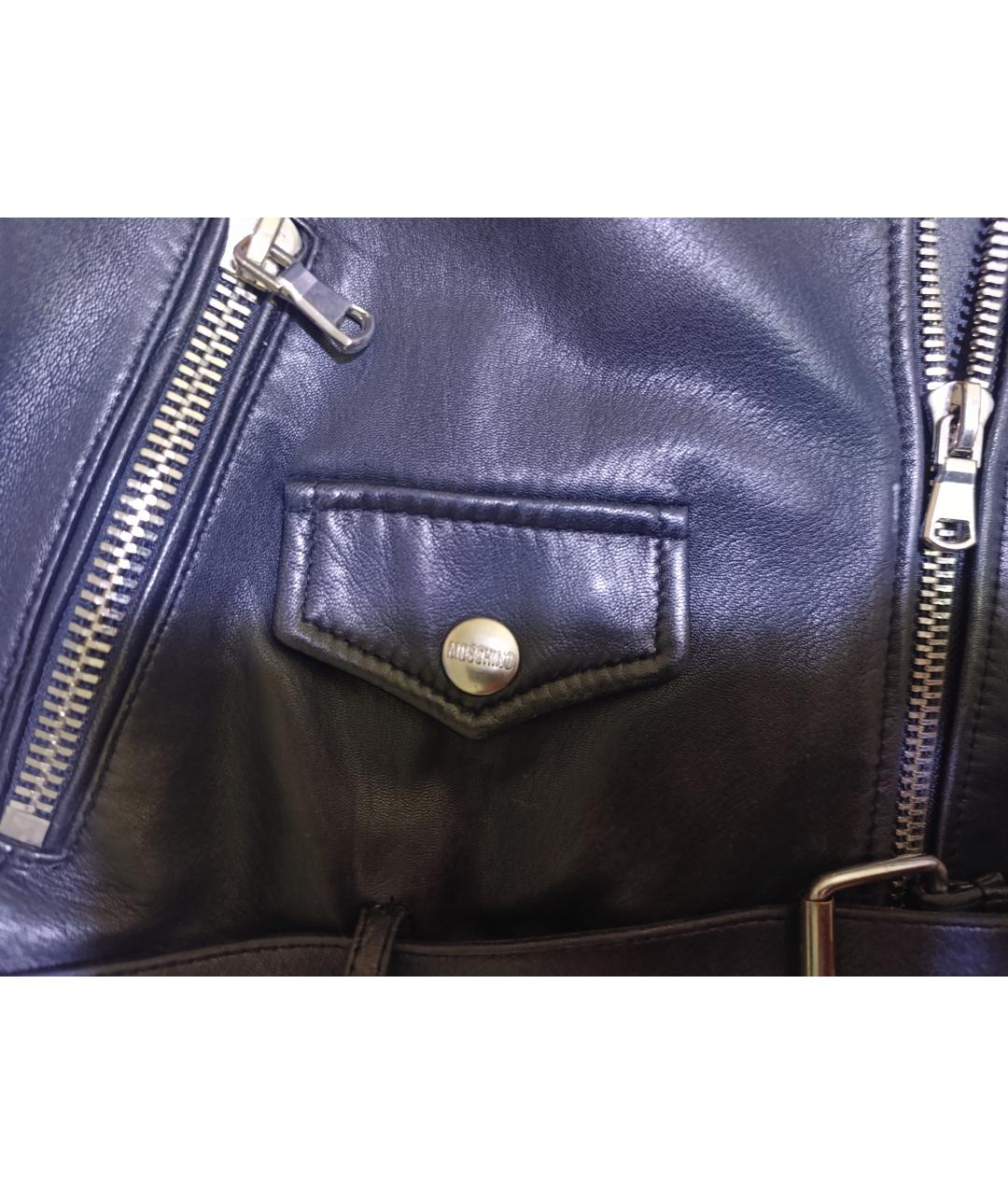 MOSCHINO Черная кожаная куртка, фото 4