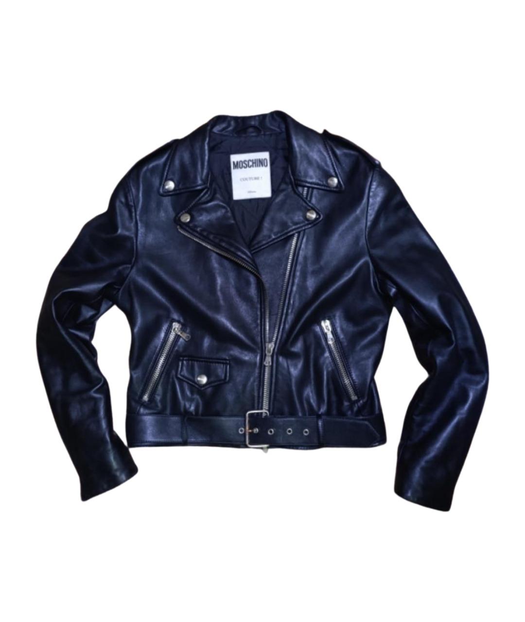 MOSCHINO Черная кожаная куртка, фото 1