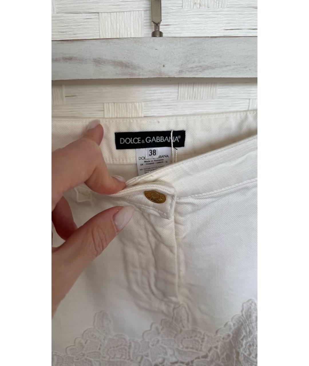 DOLCE&GABBANA Белая хлопковая юбка мини, фото 3
