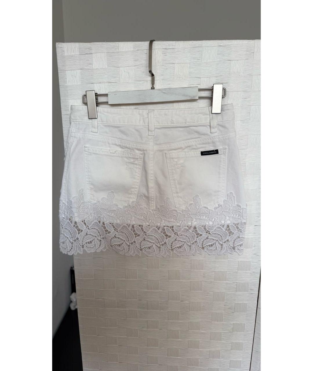 DOLCE&GABBANA Белая хлопковая юбка мини, фото 2