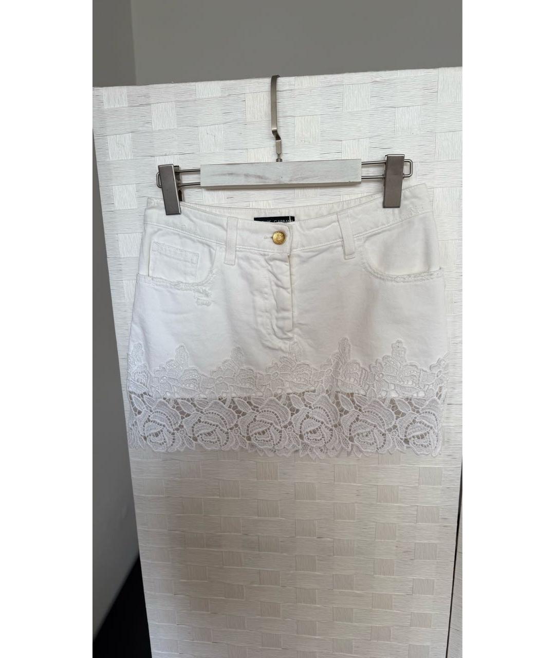 DOLCE&GABBANA Белая хлопковая юбка мини, фото 5