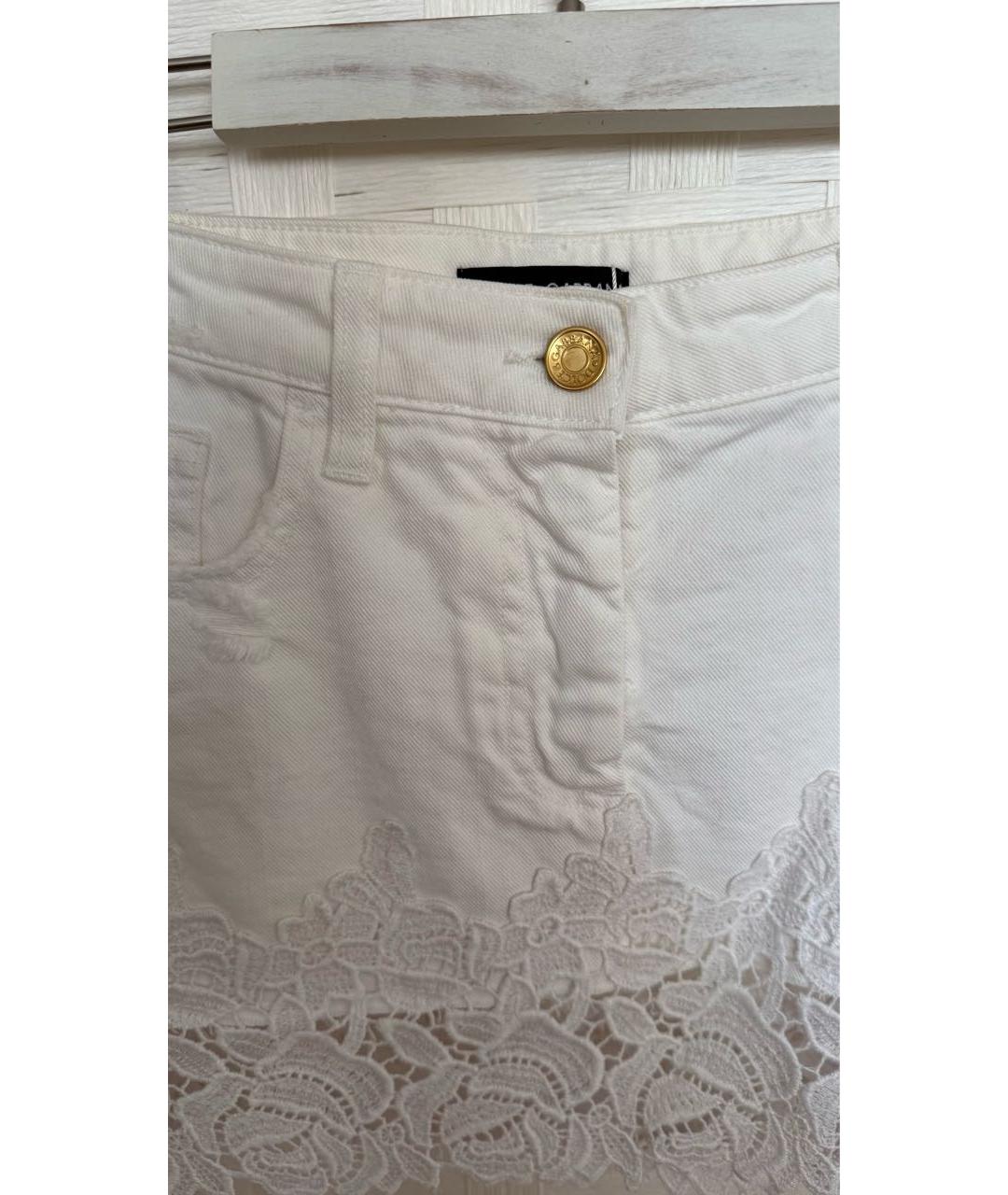 DOLCE&GABBANA Белая хлопковая юбка мини, фото 4
