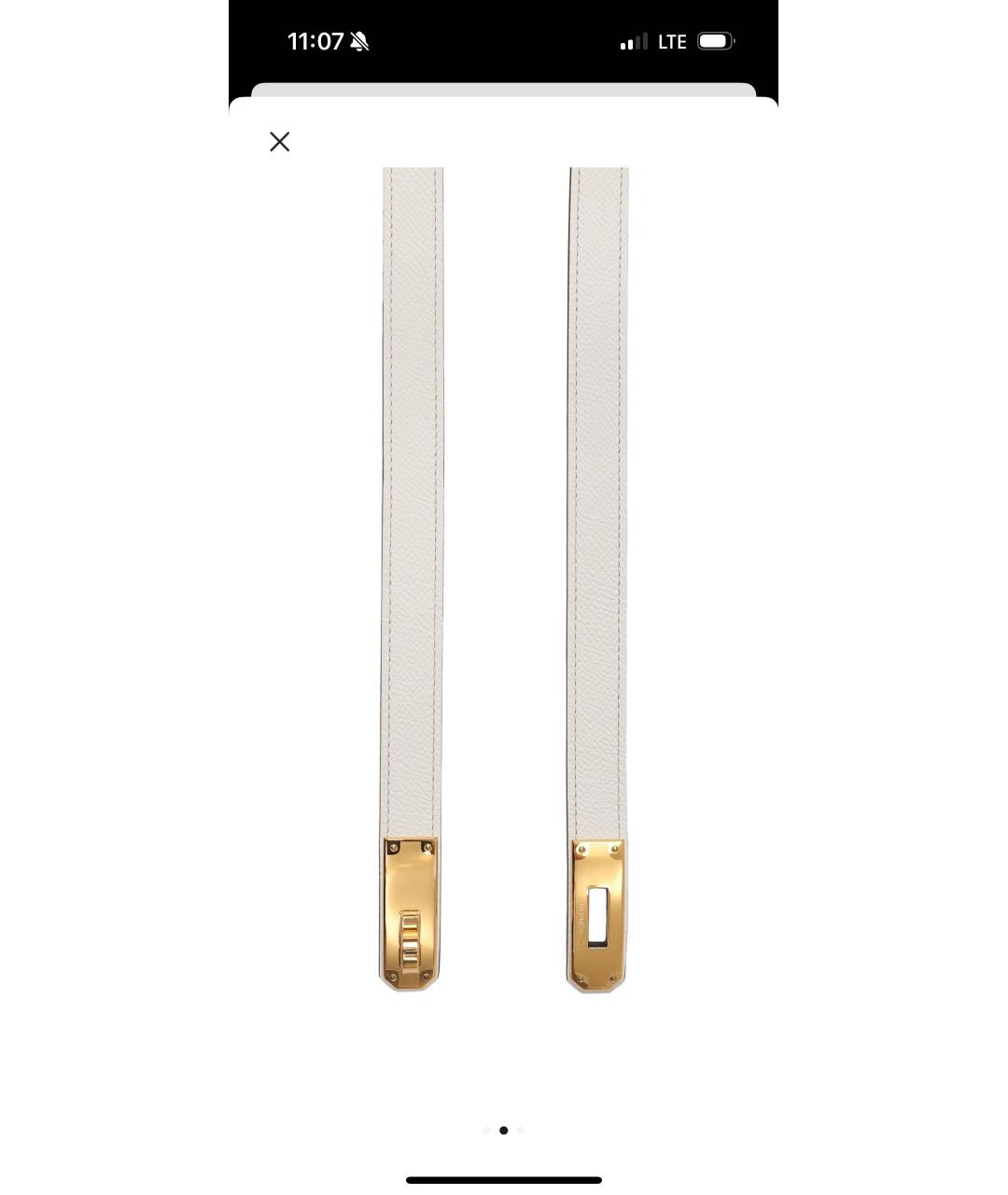 HERMES Белый кожаный ремень, фото 3