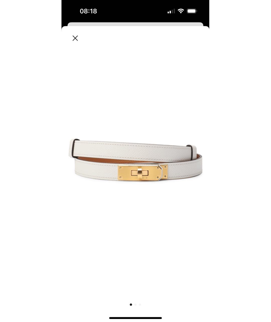 HERMES Белый кожаный ремень, фото 4