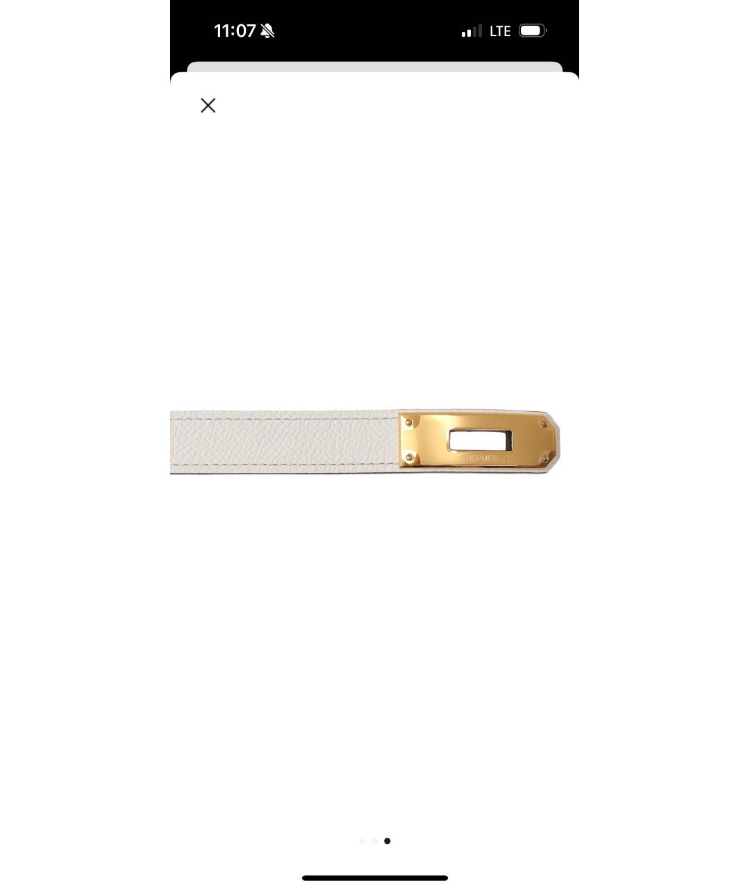 HERMES Белый кожаный ремень, фото 2