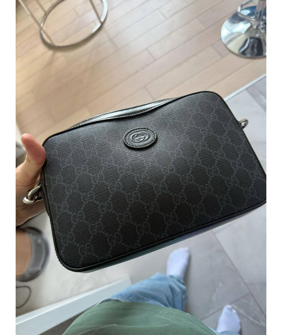 GUCCI Черная сумка на плечо из искусственной кожи, фото 2