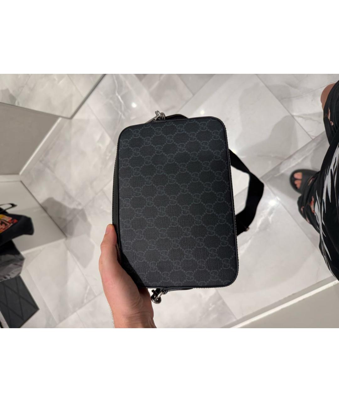 GUCCI Черная сумка на плечо из искусственной кожи, фото 5