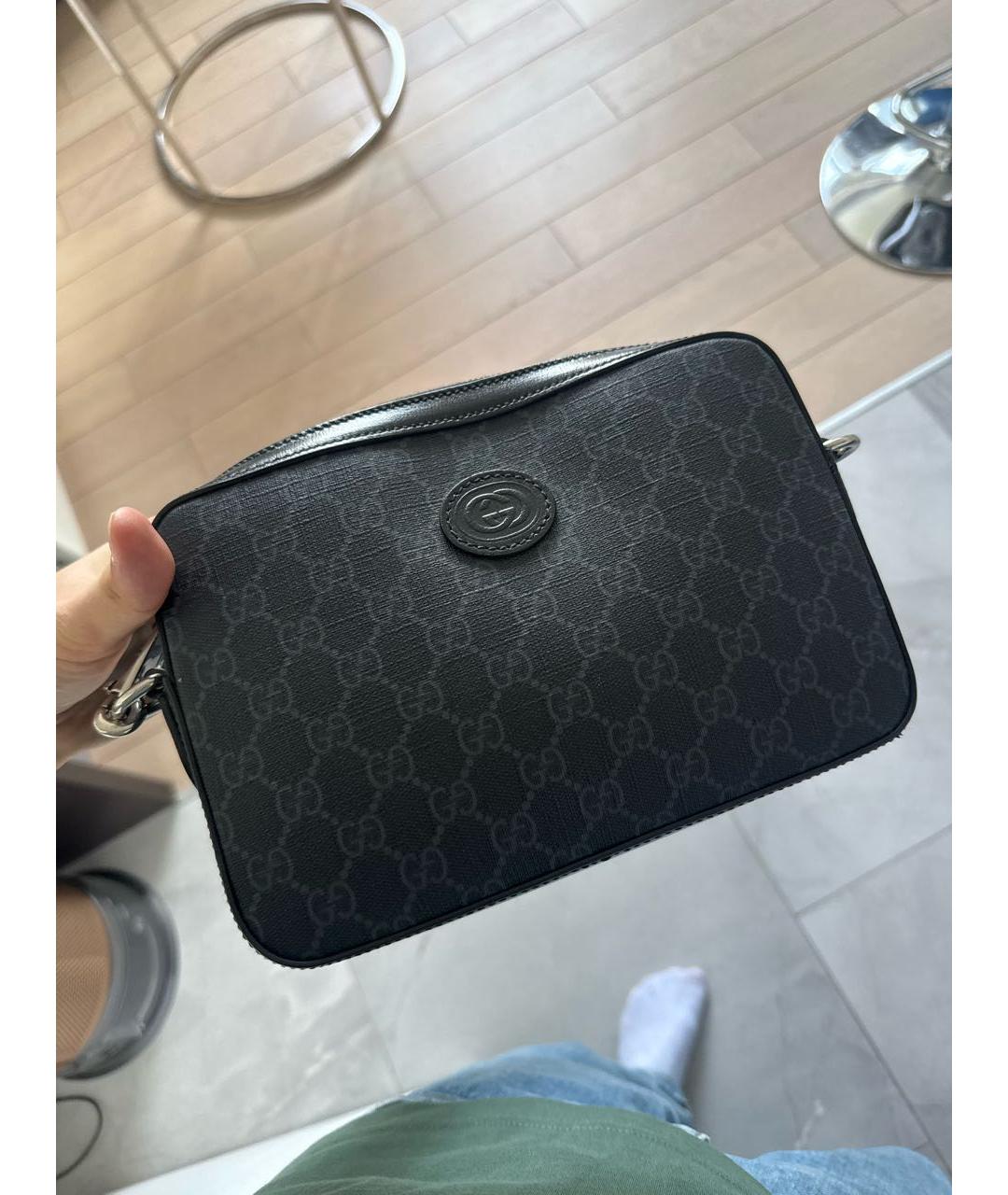 GUCCI Черная сумка на плечо из искусственной кожи, фото 9