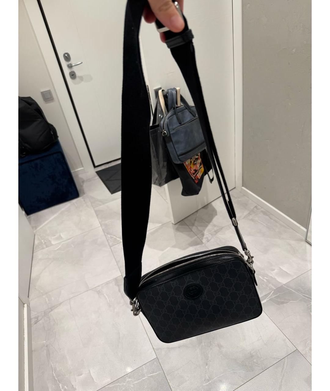 GUCCI Черная сумка на плечо из искусственной кожи, фото 6