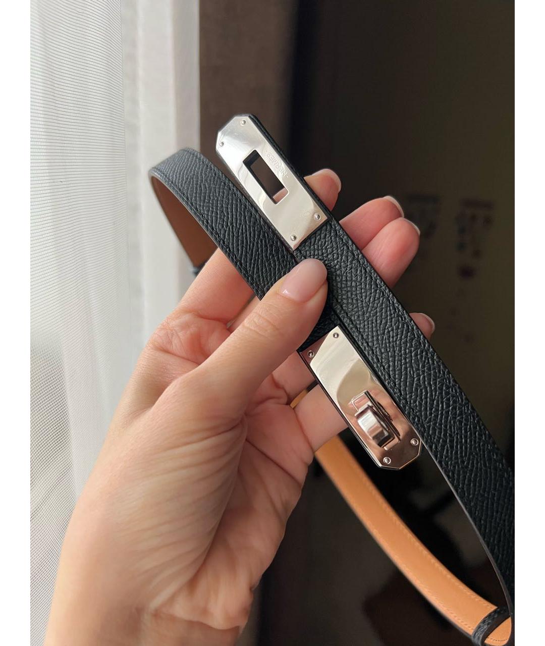 HERMES Черный кожаный ремень, фото 3