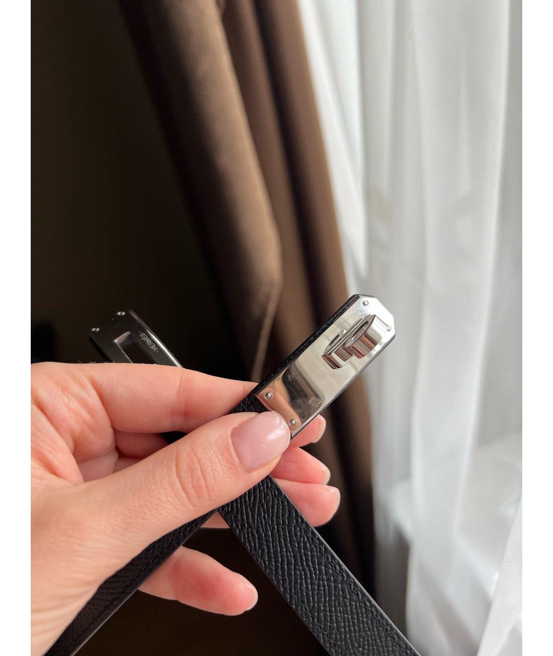 HERMES Черный кожаный ремень, фото 2