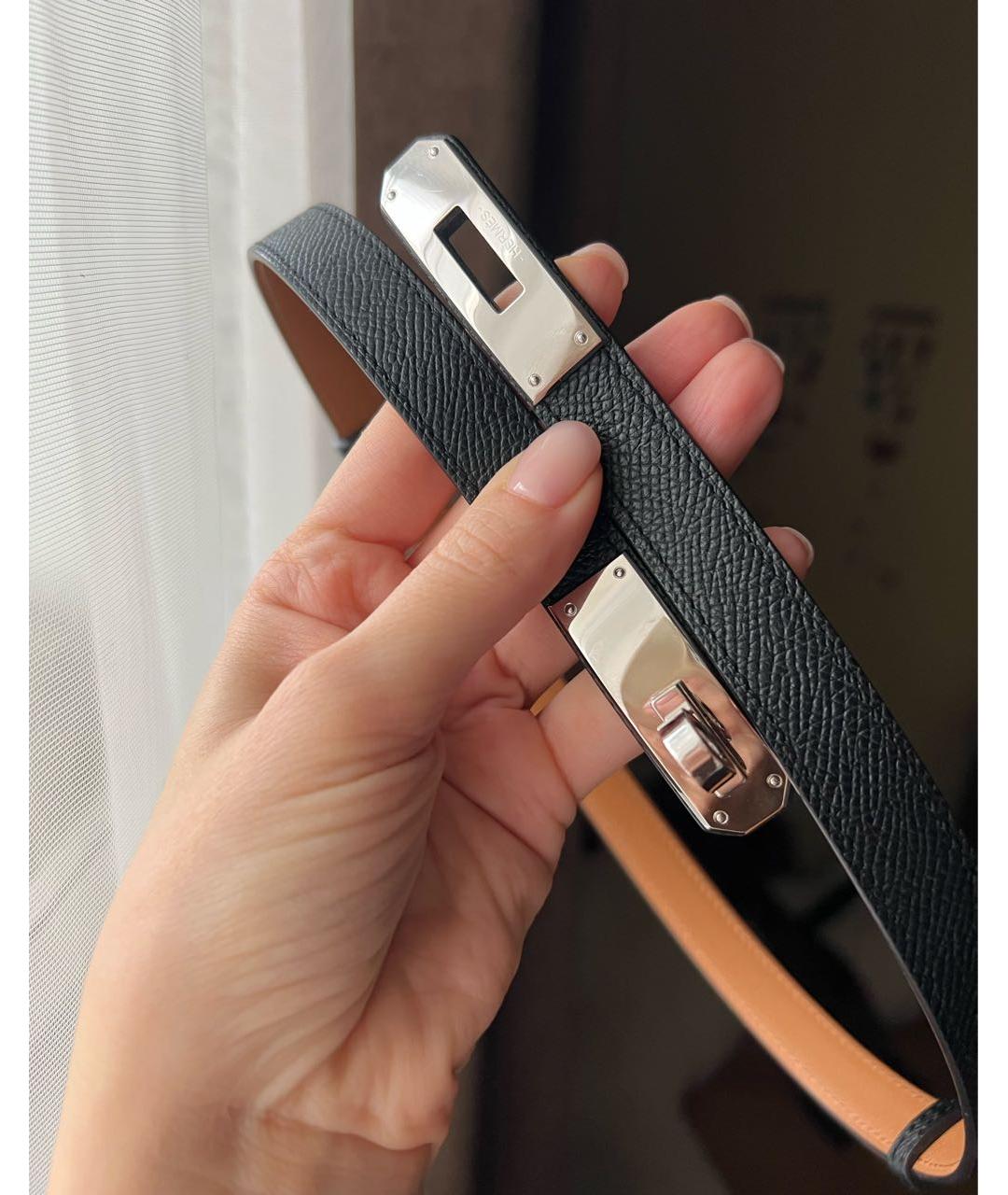 HERMES Черный кожаный ремень, фото 5