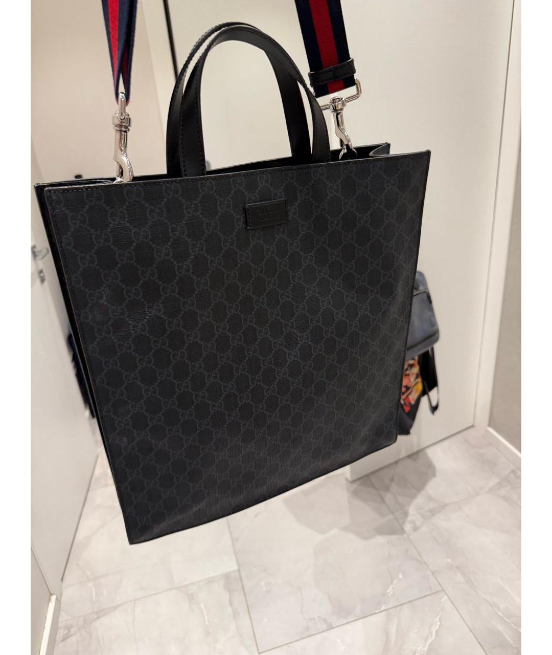 GUCCI Черная сумка тоут из искусственной кожи, фото 6