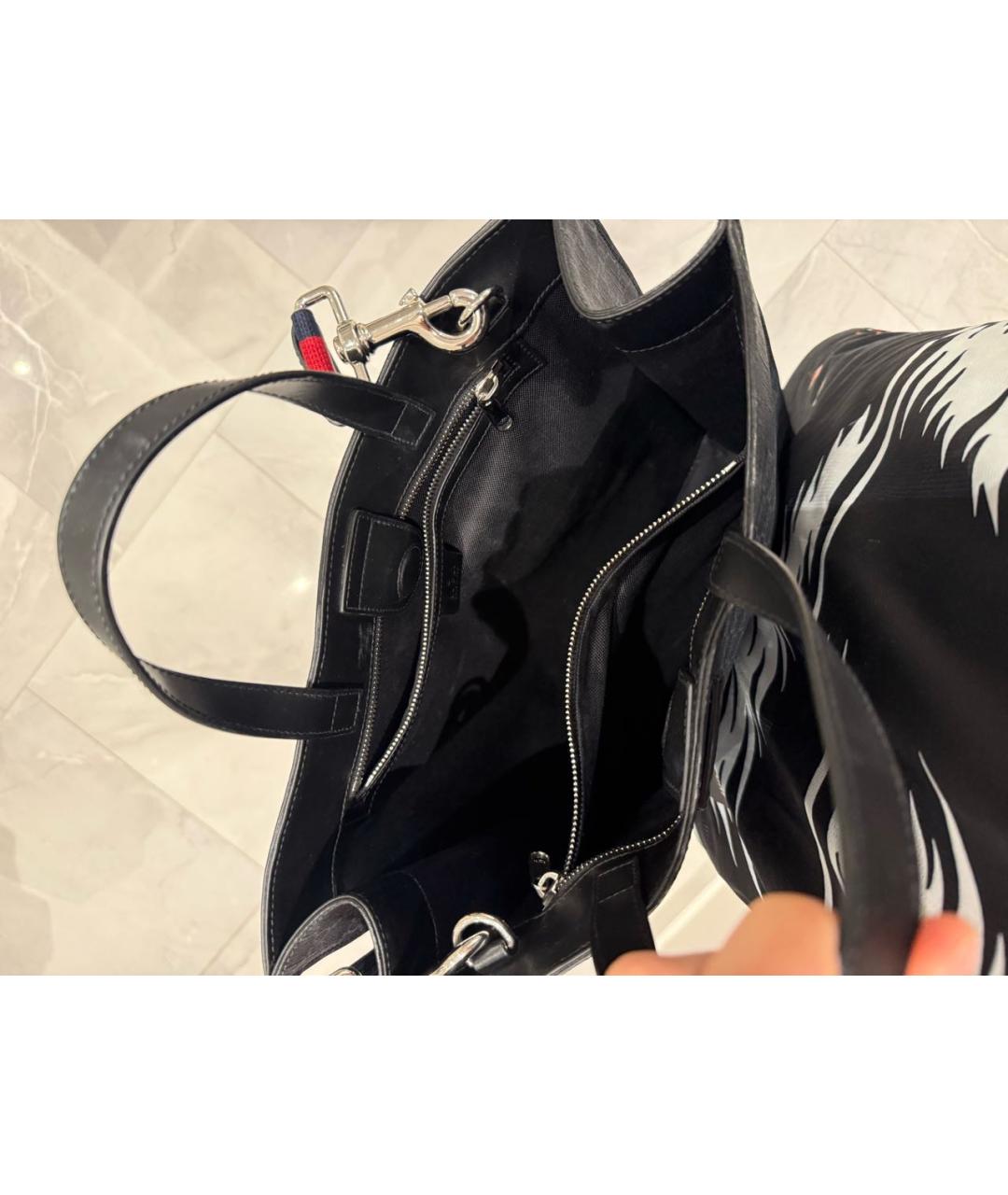 GUCCI Черная сумка тоут из искусственной кожи, фото 4