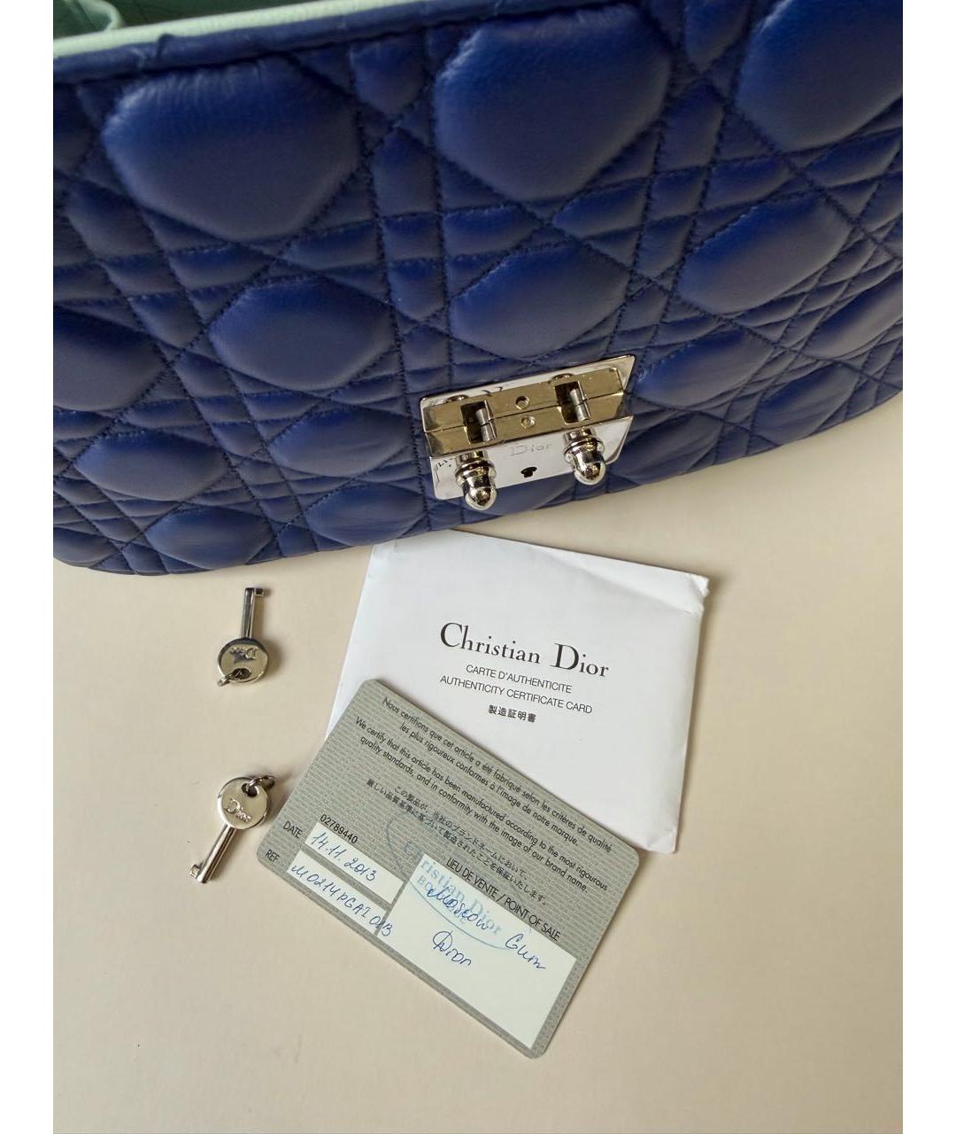 CHRISTIAN DIOR Синяя кожаная сумка через плечо, фото 8