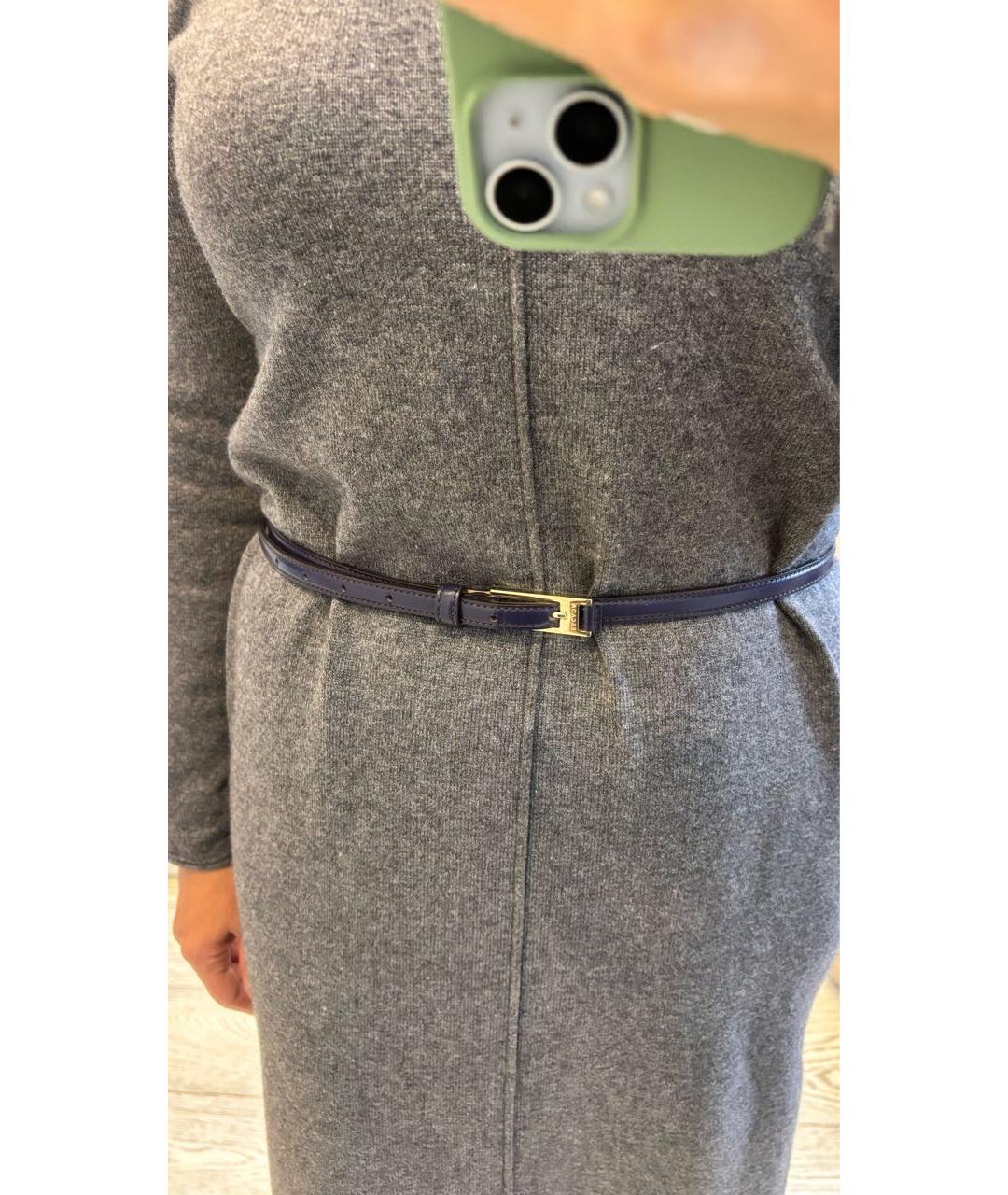 ESCADA Темно-синий кожаный ремень, фото 7