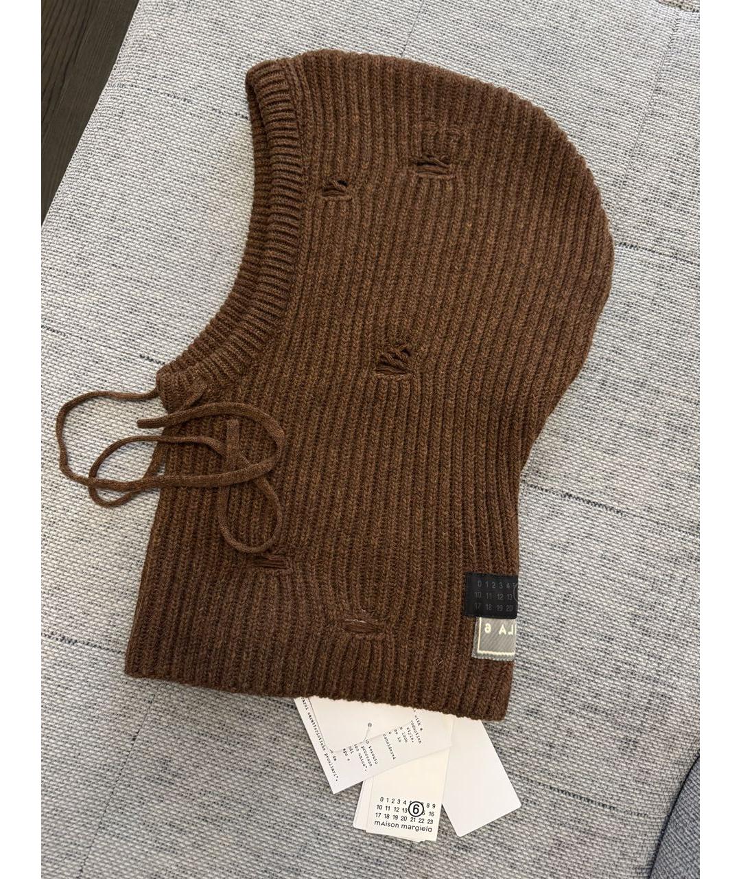 MM6 MAISON MARGIELA Коричневая шерстяная шапка, фото 3