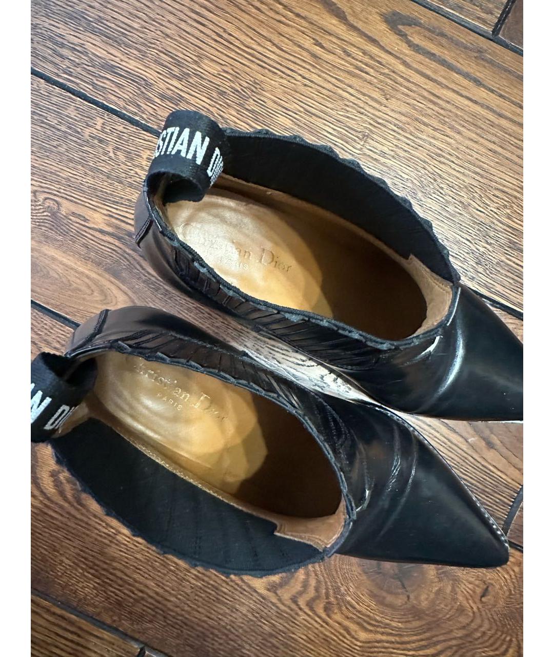 CHRISTIAN DIOR Черные кожаные ботильоны, фото 3