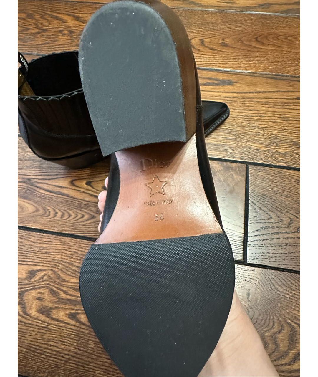 CHRISTIAN DIOR Черные кожаные ботильоны, фото 6