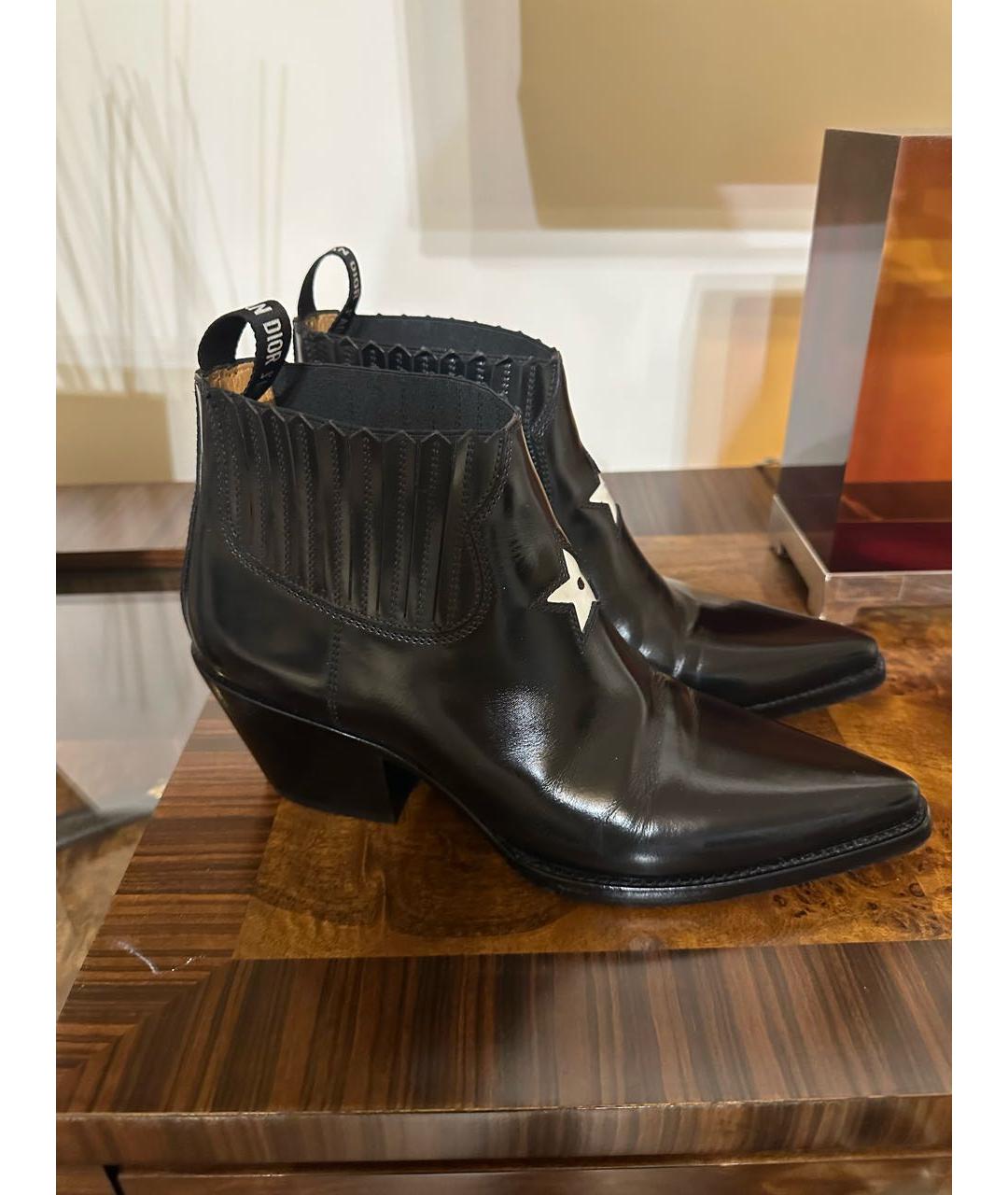 CHRISTIAN DIOR Черные кожаные ботильоны, фото 7