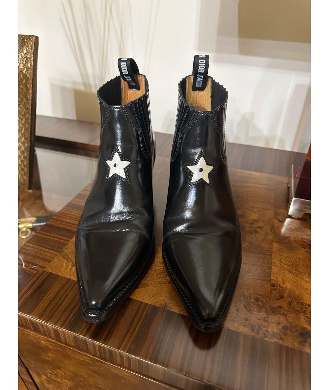 CHRISTIAN DIOR Черные кожаные ботильоны, фото 2