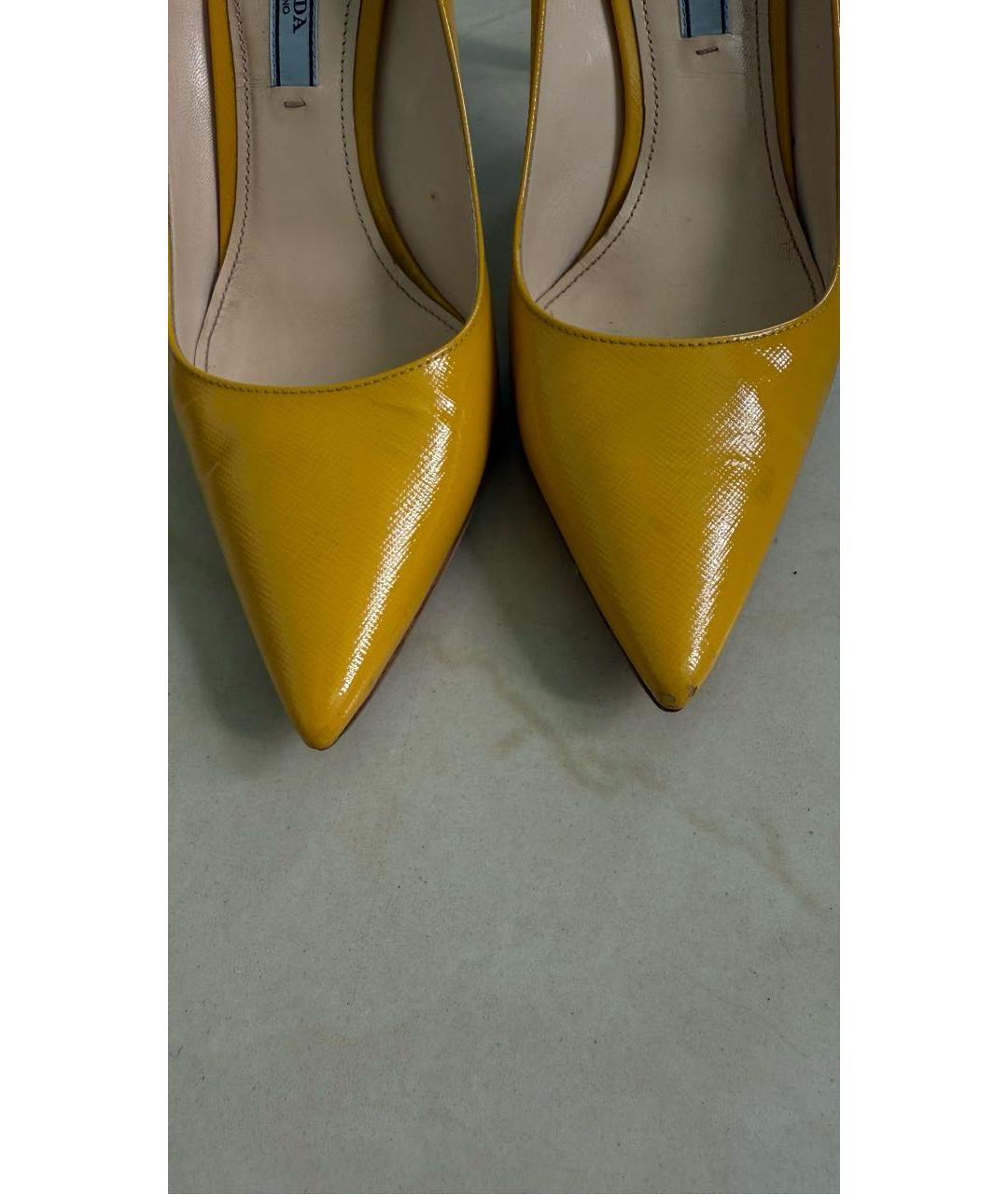PRADA Желтые кожаные туфли, фото 7
