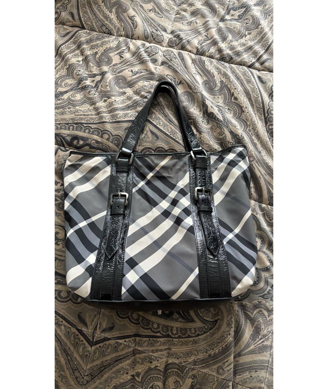 BURBERRY Серая тканевая сумка тоут, фото 5