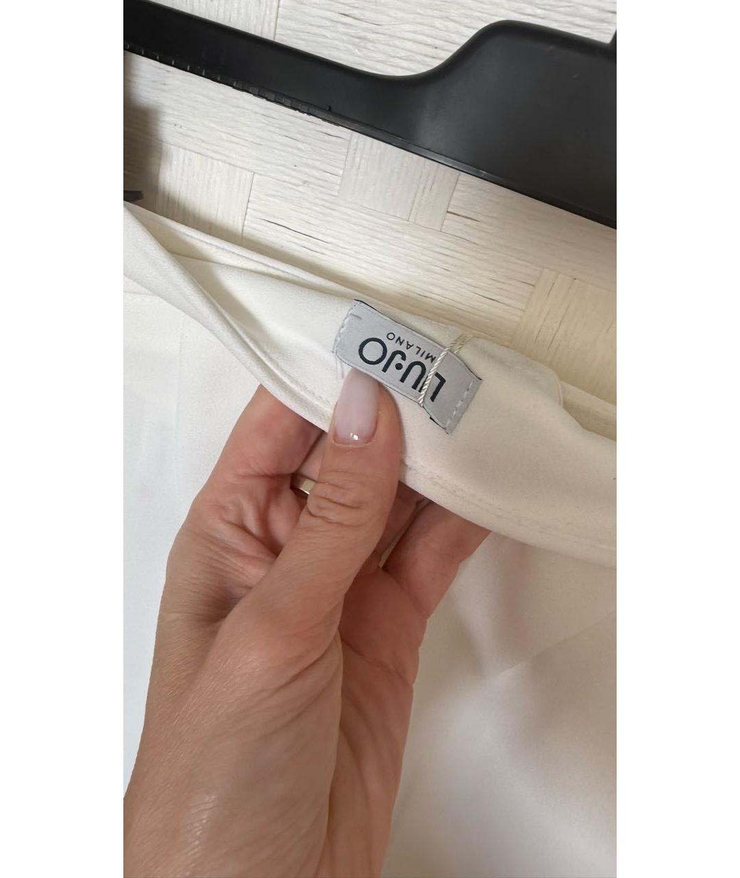 LIU JO Белые хлопковые брюки широкие, фото 5