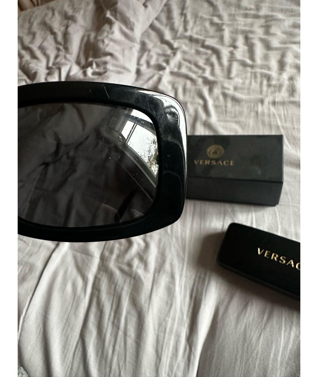 VERSACE Черные пластиковые солнцезащитные очки, фото 5