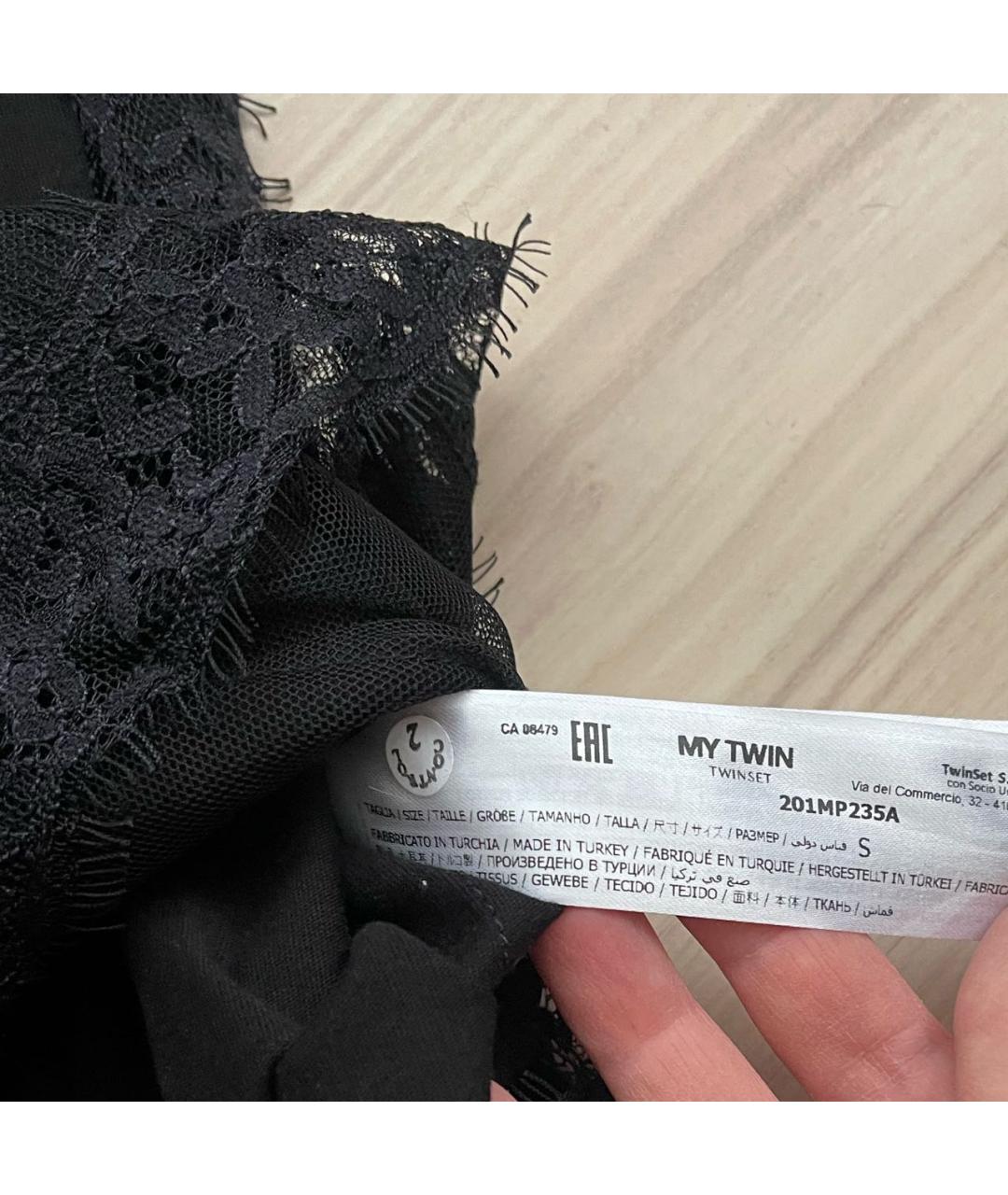 TWIN-SET Черная хлопковая футболка, фото 3