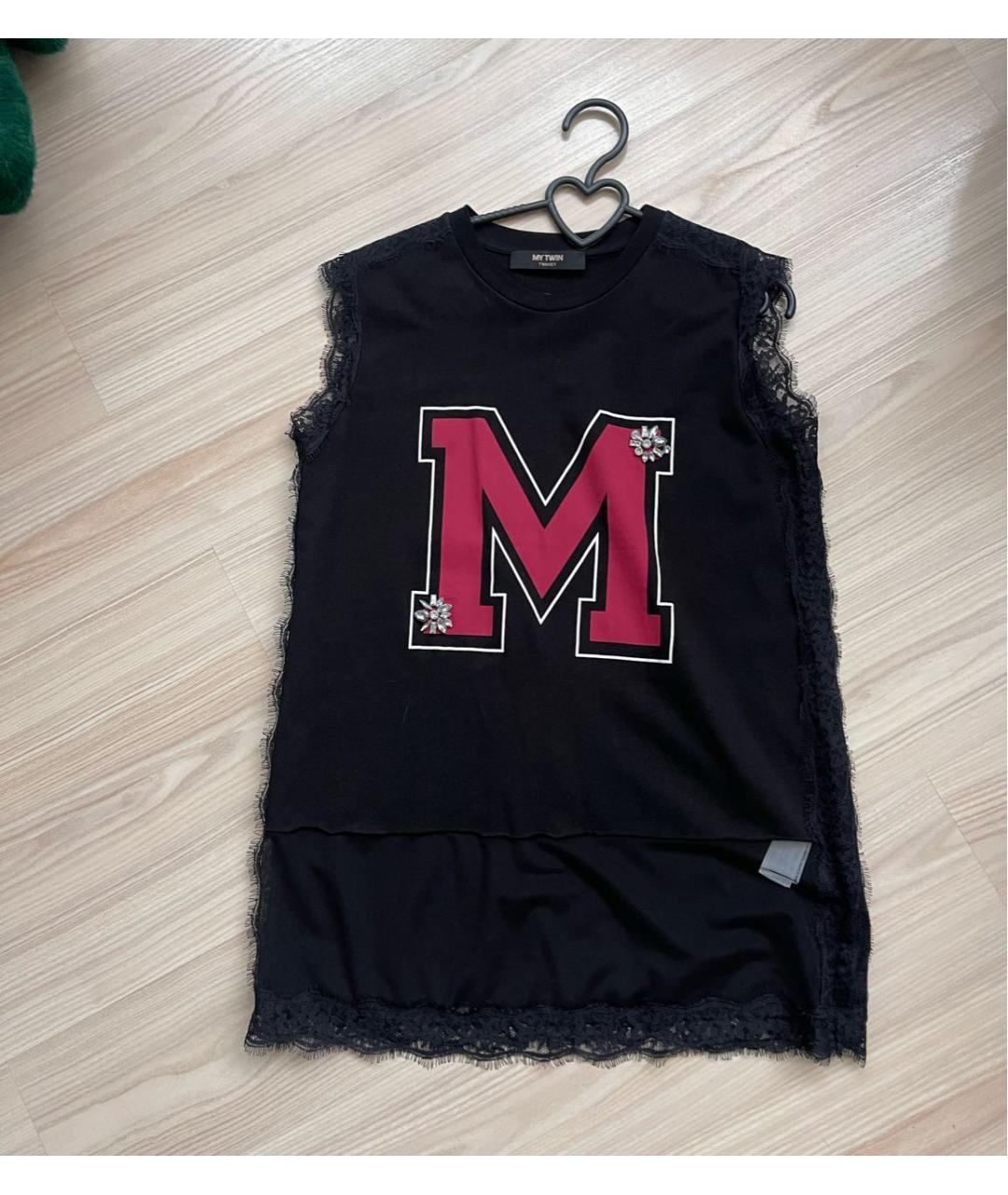 TWIN-SET Черная хлопковая футболка, фото 6