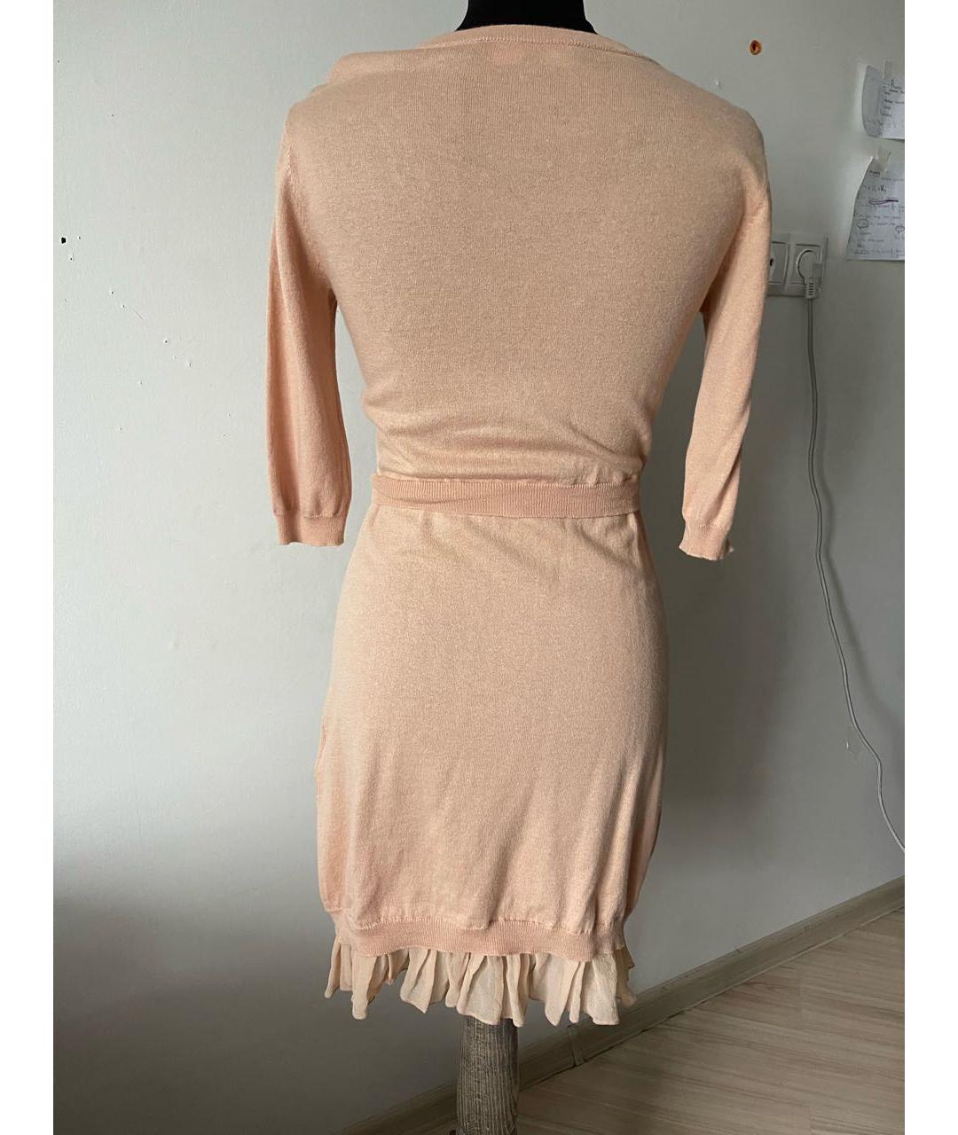 ELISABETTA FRANCHI Бежевое вискозное повседневное платье, фото 2