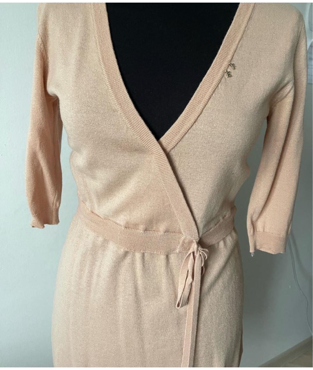 ELISABETTA FRANCHI Бежевое вискозное повседневное платье, фото 3