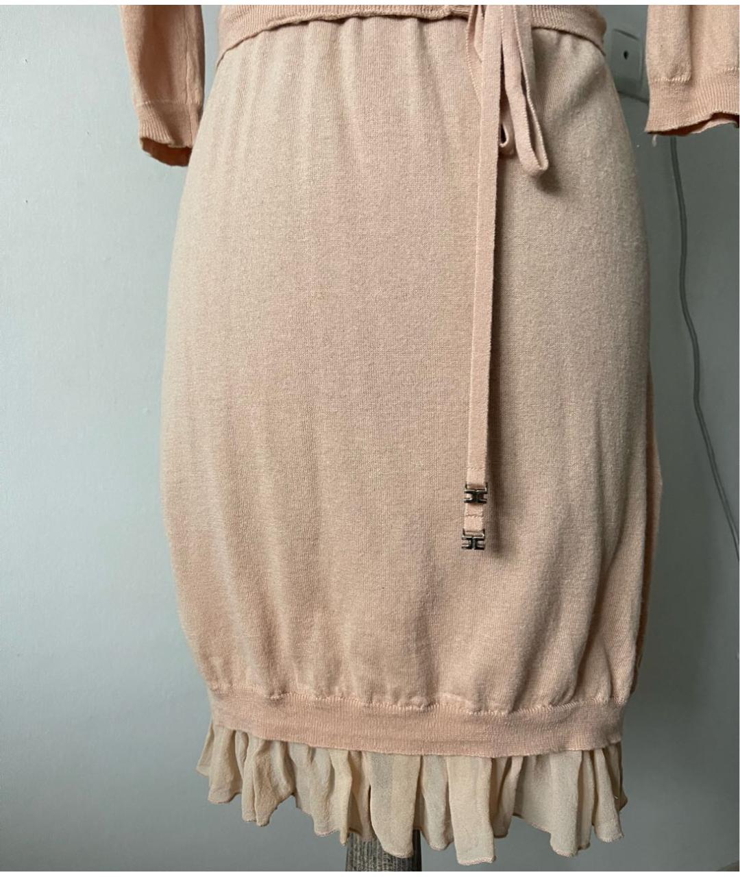 ELISABETTA FRANCHI Бежевое вискозное повседневное платье, фото 4