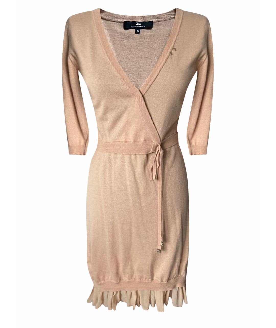 ELISABETTA FRANCHI Бежевое вискозное повседневное платье, фото 1