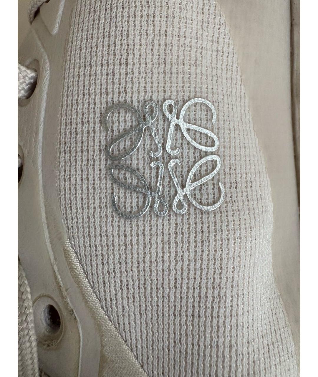 LOEWE Бежевые текстильные кроссовки, фото 4