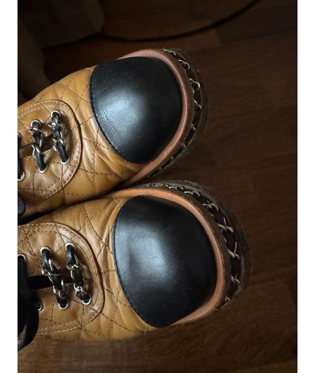 CHANEL Горчичные кожаные ботинки, фото 3