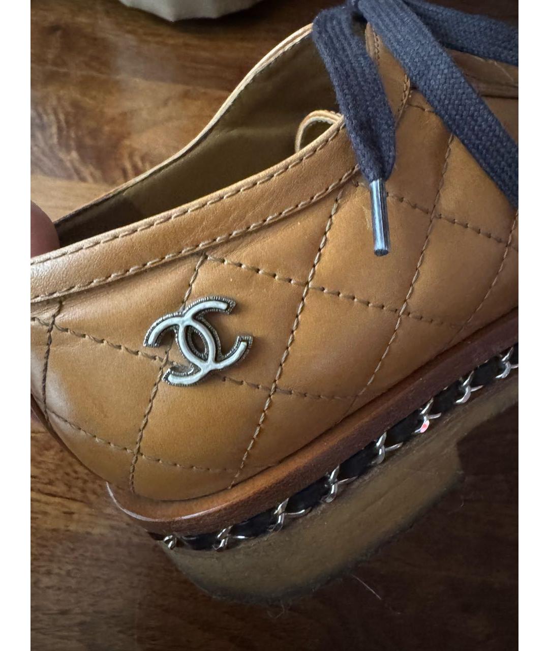 CHANEL Горчичные кожаные ботинки, фото 5