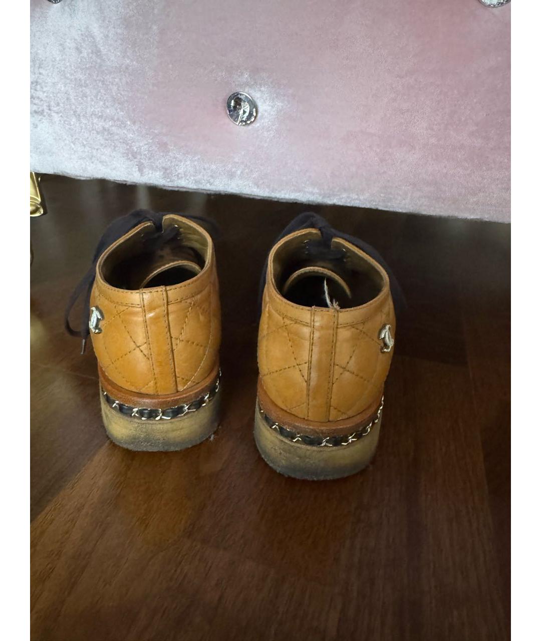 CHANEL Горчичные кожаные ботинки, фото 8