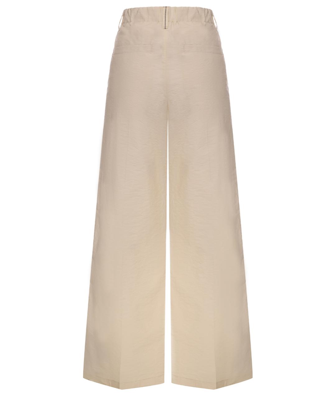 BRUNELLO CUCINELLI Бежевые хлопковые прямые брюки, фото 2