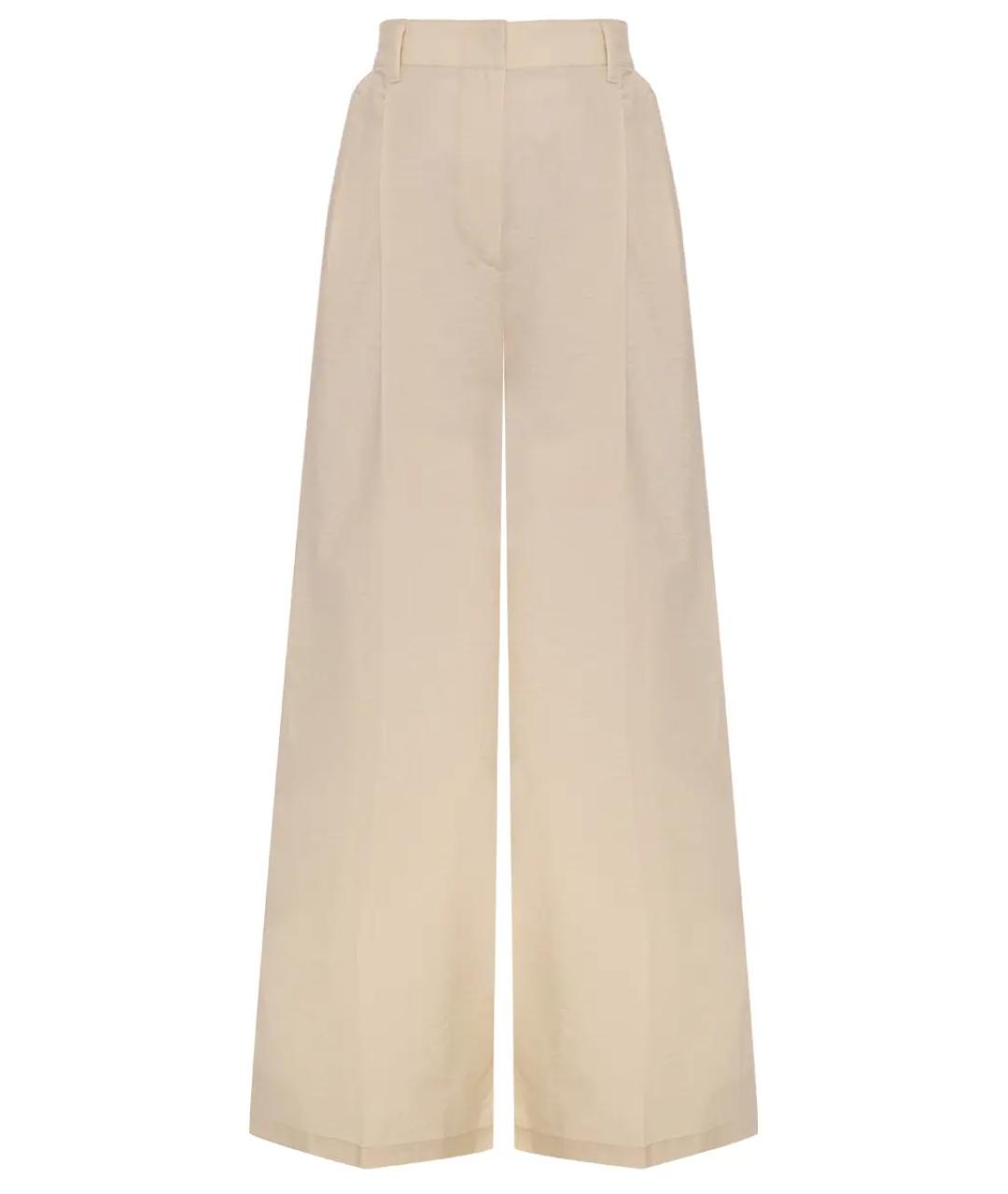 BRUNELLO CUCINELLI Бежевые хлопковые прямые брюки, фото 1