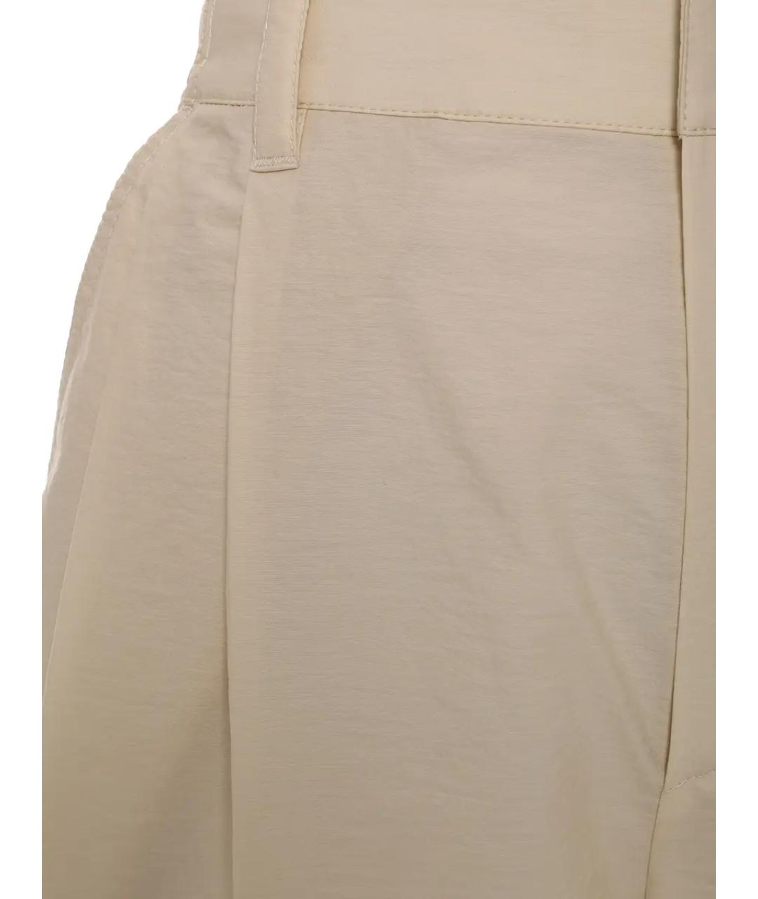 BRUNELLO CUCINELLI Бежевые хлопковые прямые брюки, фото 3