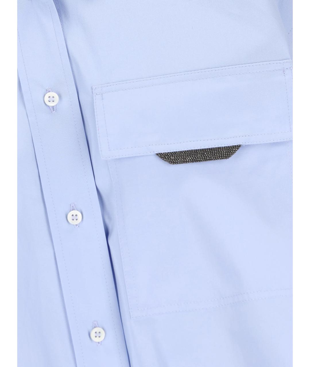 BRUNELLO CUCINELLI Голубая хлопковая рубашка, фото 3