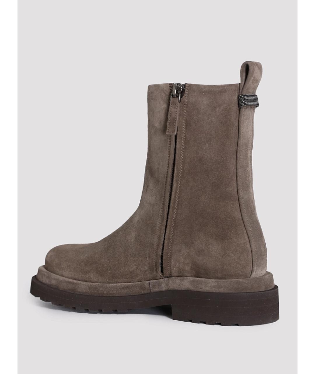 BRUNELLO CUCINELLI Бежевые замшевые ботинки, фото 4