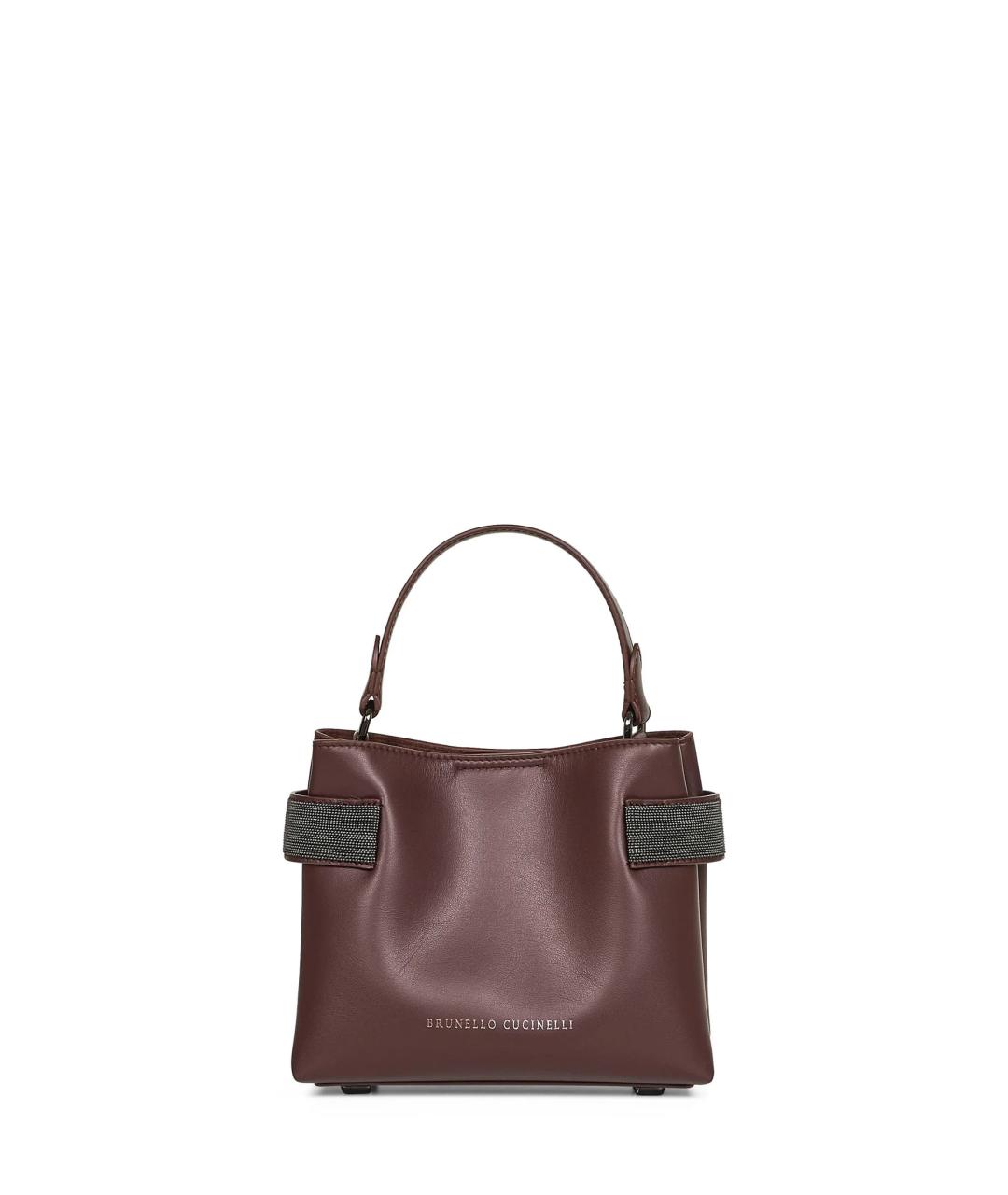 BRUNELLO CUCINELLI Бордовая кожаная сумка тоут, фото 1