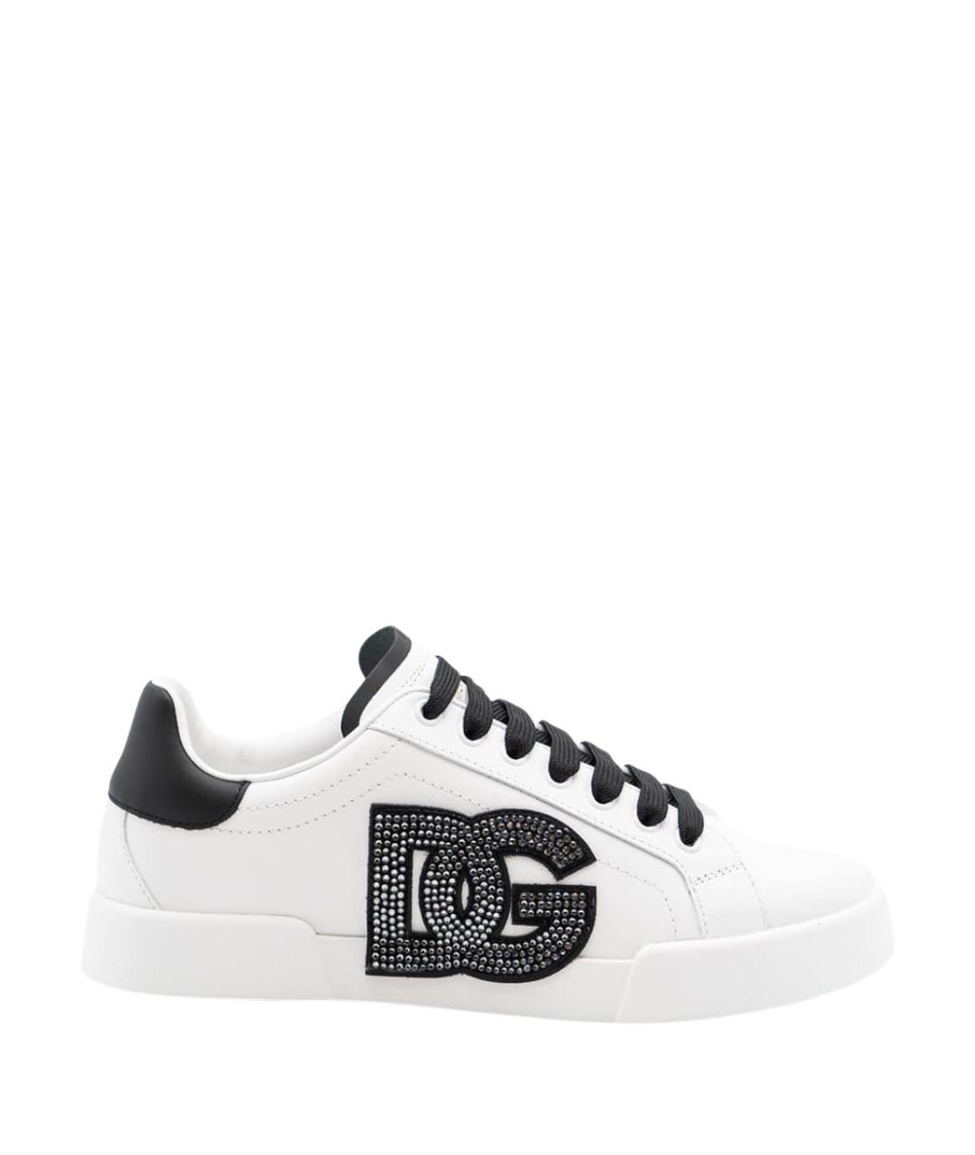 DOLCE&GABBANA Белые кожаные кеды, фото 1