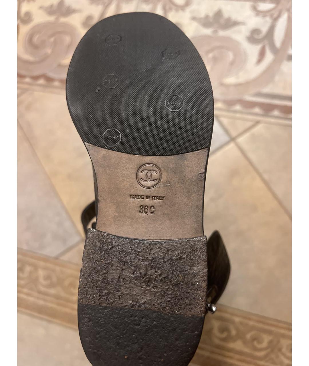 CHANEL Черные кожаные полусапоги, фото 4